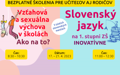 Učíte v základnej škole? Poďte na bezplatné školenia Učíte v základnej škole? Poďte na bezplatné školenia